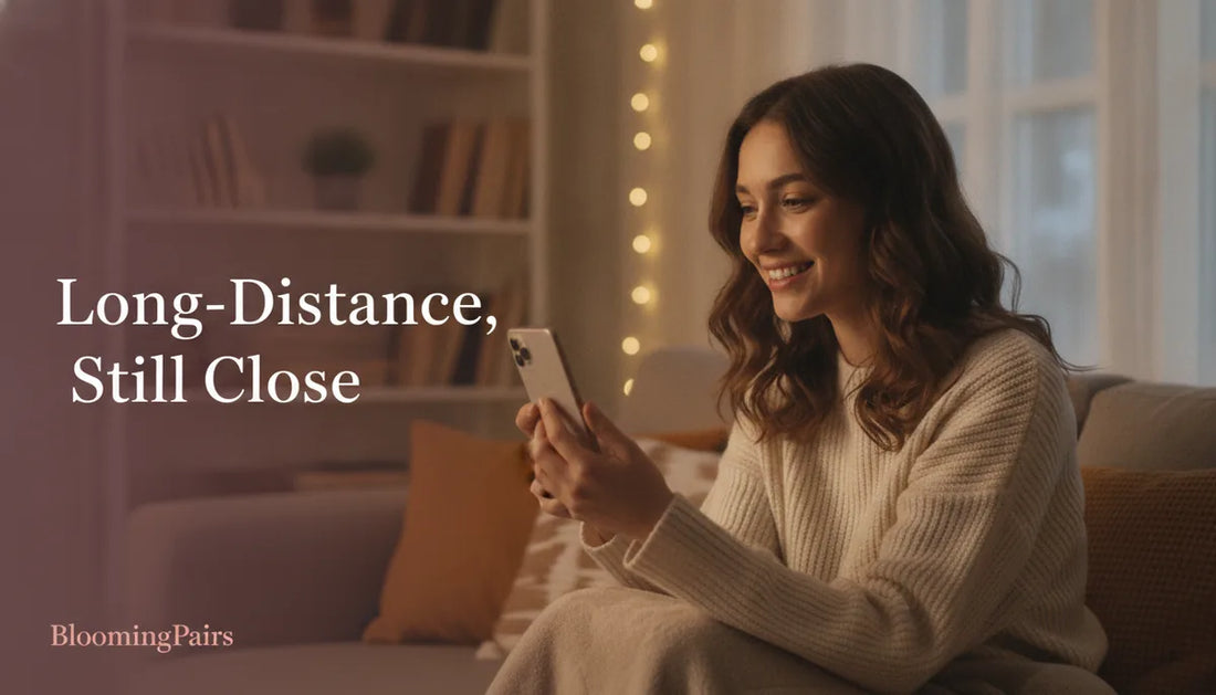 Woman on an evening video call — staying close in a long-distance relationship