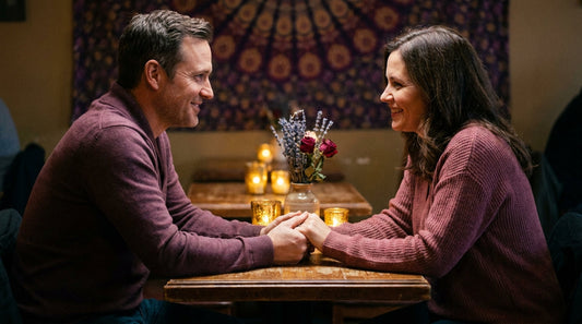 Couple holding hands by candlelight — rebuilding emotional intimacy