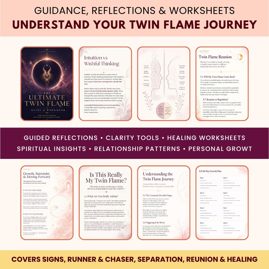 The Ultimate Twin Flame Guide & Workbook | Signs, Separation, Reunion, Runner & Chaser, Soulmate vs Twin Flame | Digital PDF