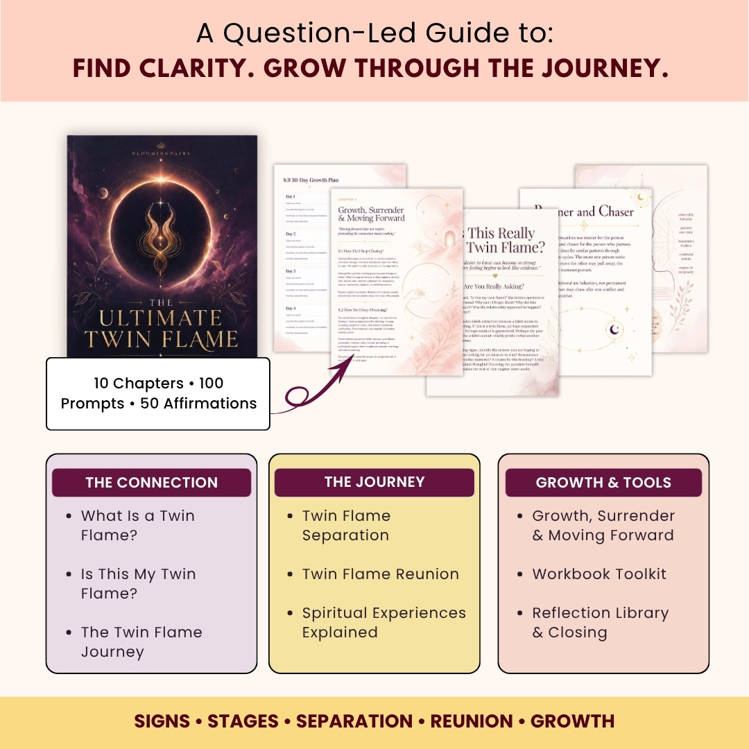 The Ultimate Twin Flame Guide & Workbook | Signs, Separation, Reunion, Runner & Chaser, Soulmate vs Twin Flame | Digital PDF
