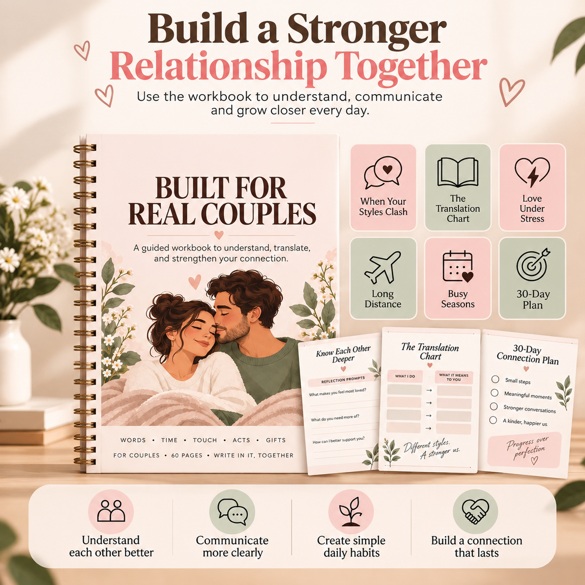 The 5 Ways We Feel Loved — Love Language Workbook for Couples | Assessment, 5 Love Styles & 30-Day Plan | Printable PDF